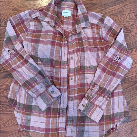 Anthropologie Tops - American Eagle Flannel in Pink Plaid